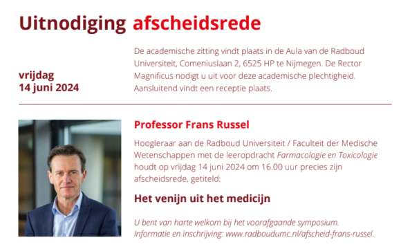 Uitnodiging Afscheidssymposium Frans Russel – 14 juni 2024